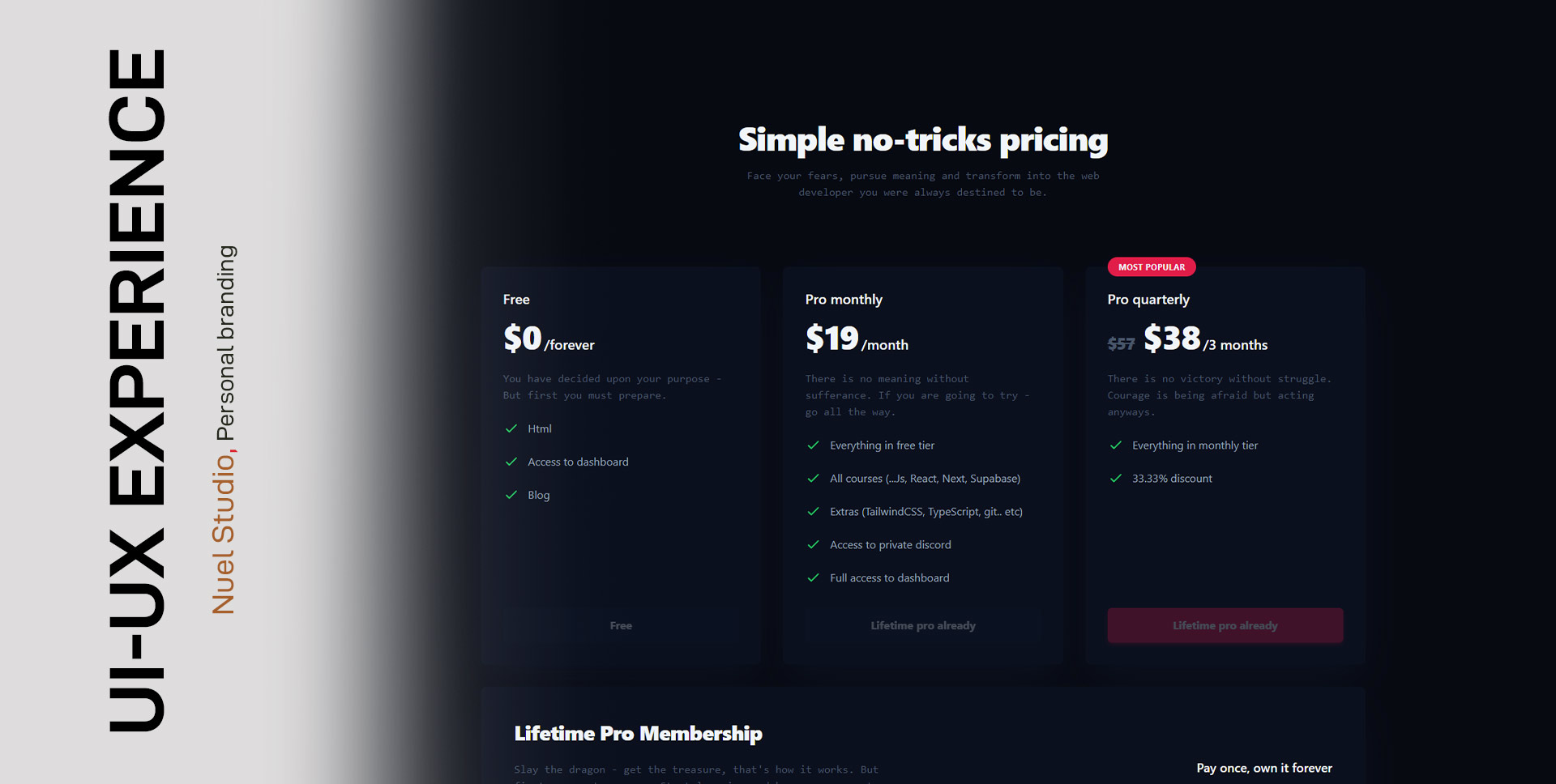 Pricing ui